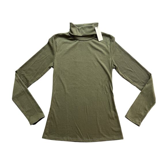 NWT Anthropologie Sundays In Brooklyn Olive Lng Sleeve Turtleneck Knit Top Small - Picture 1 of 8